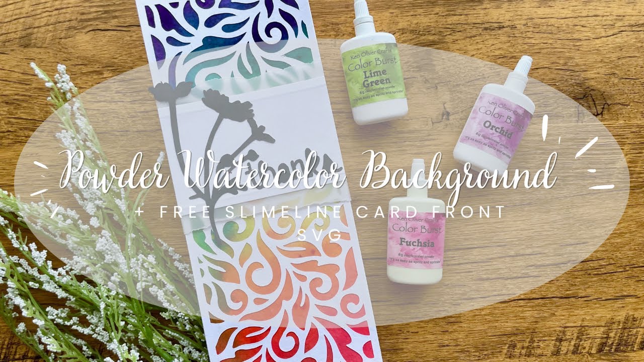Powdered Watercolor Background + FREE Slimline SVG Card Front
