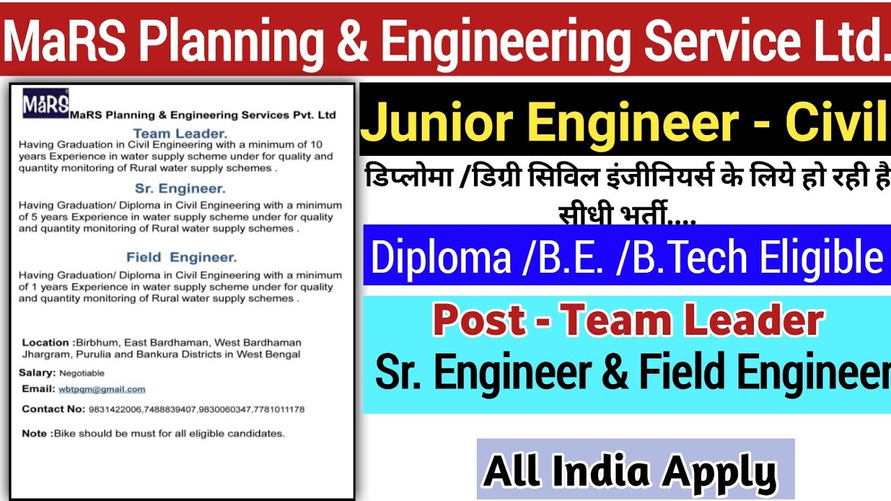 Junior Engineer Civil Vacancy 2022 | Junior Engineer | Assistant Engineer Civil Recruitment 2022