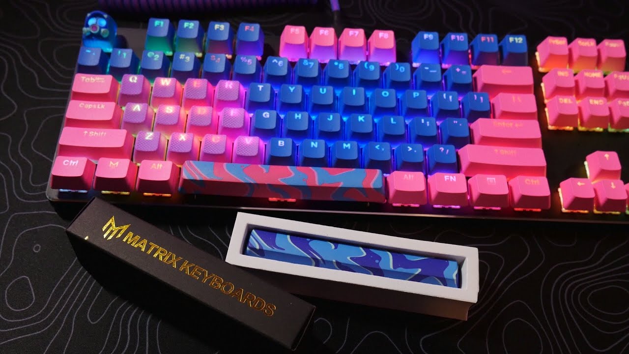 Cotton candy Abstract & Blizzard Abstract space bar keycap By Matrix Keyboards Unboxing