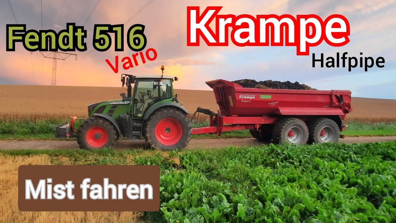 Fendt 516 Vario mit Krampe Halfpipe beim Mist fahren