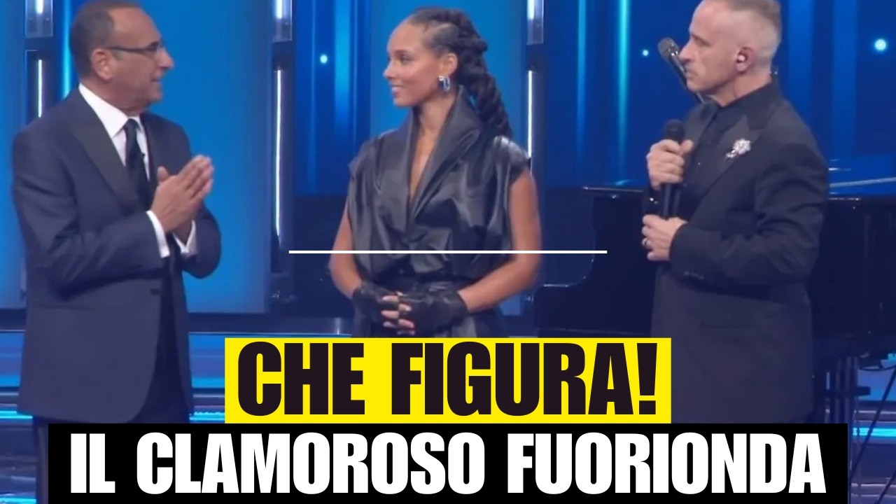 Sanremo, caos all’Ariston: Alicia Keys si ferma, Ramazzotti ironizza e il fuorionda diventa virale.