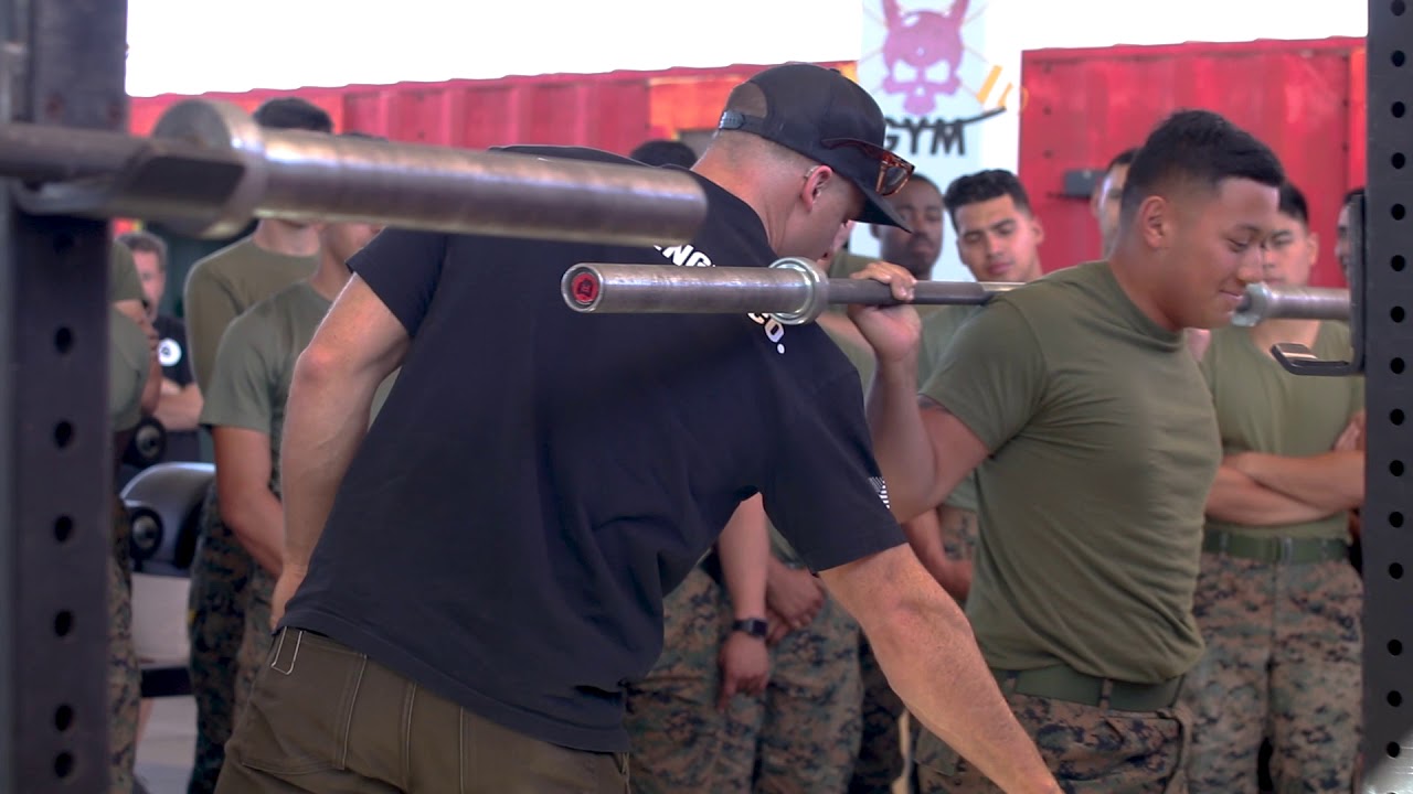 Grant Broggi teaches Marines about Hip Drive in the Squat