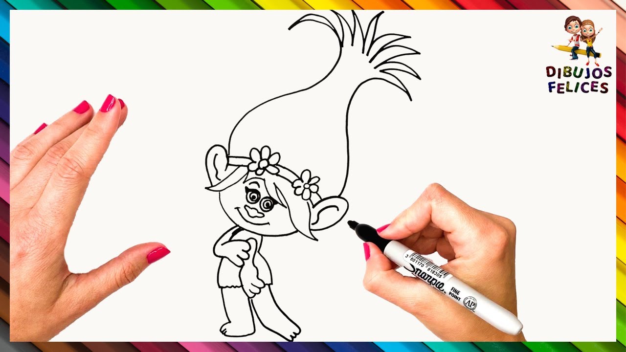 Cómo Dibujar A Poppy De Trolls Paso A Paso 🌸 Dibujos Para Niños