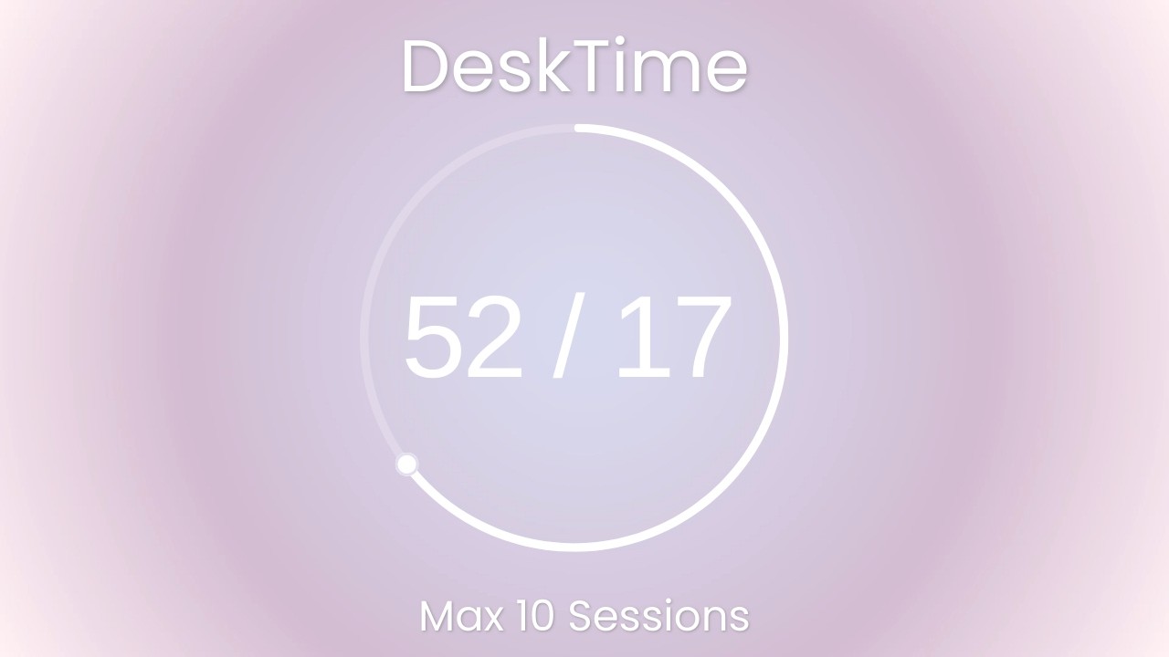 DeskTime Pomodoro 52/17 | Soft Lavender Dream Whisper 💜 10 Sessions | #E6E6FA #D8BFD8 #F8F8FF
