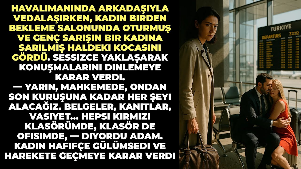 Havalimanında arkadaşıyla vedalaşırken, kadın birden bekleme salonunda oturan kocasını gördü...