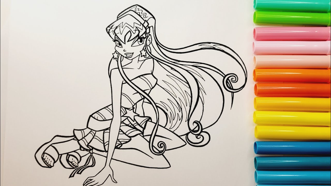 winx club Stella Coloring Winx Club Bloom Tecna Musa Stella Harmonix Fairy Coloring Pages