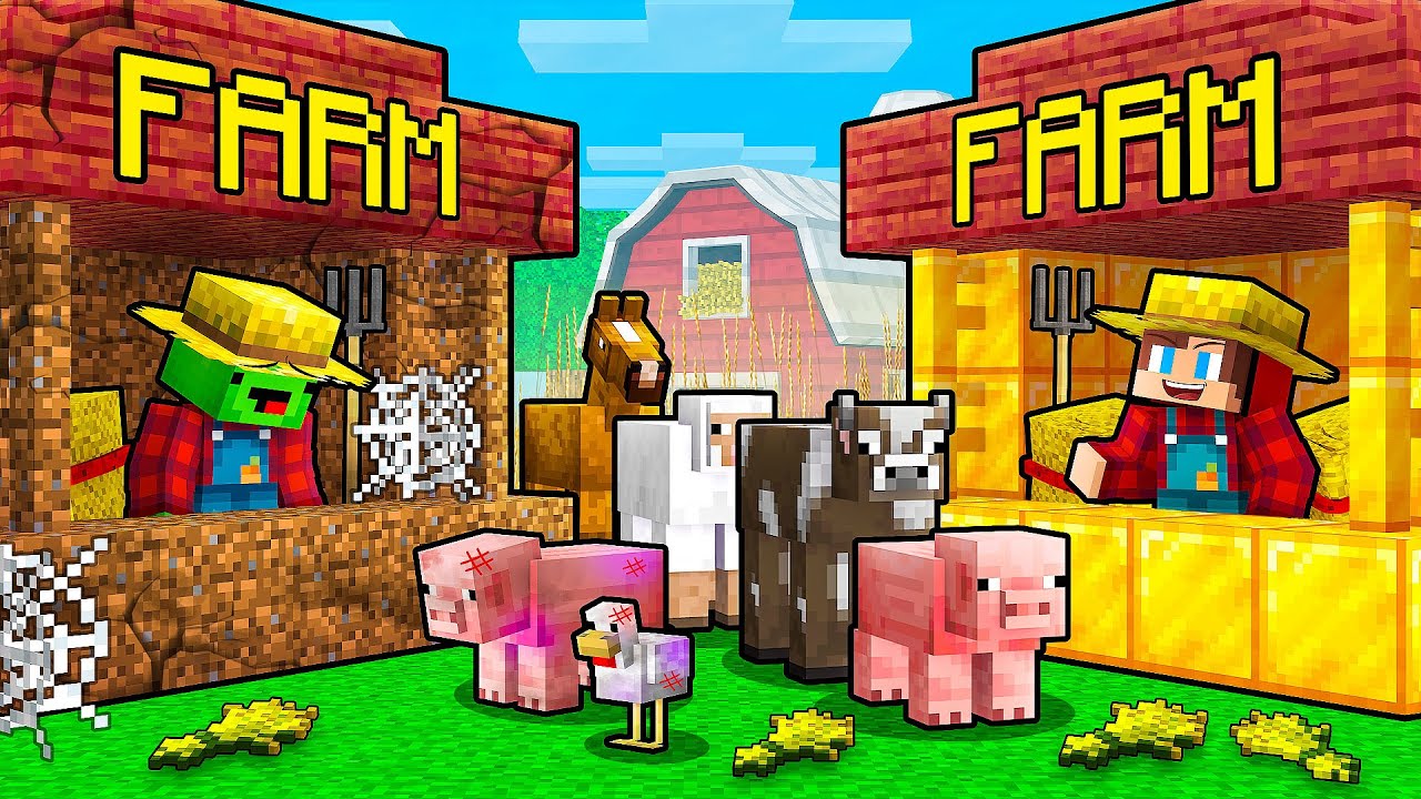 JJ and Mikey: POOR vs RICH Farm Battle in Minecraft - Maizen