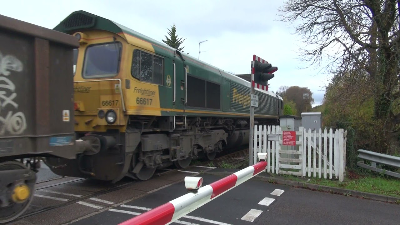 66617 at Rhiwderin level crossing