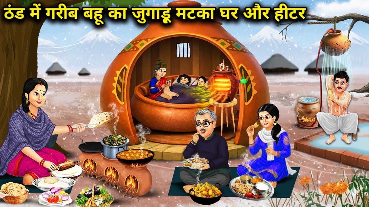 ठंड मे गरीब बहू का जुगाडू़ मटका घर और हीटर | Poor In-Law House | Cartoon Video                      
