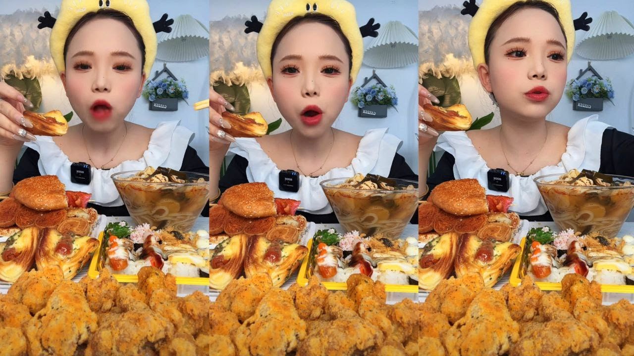 MUKBANG ASMR Spicy Rice Cakes Crispy Fried Chicken Noodle Soup & Pastries! Eating Sounds