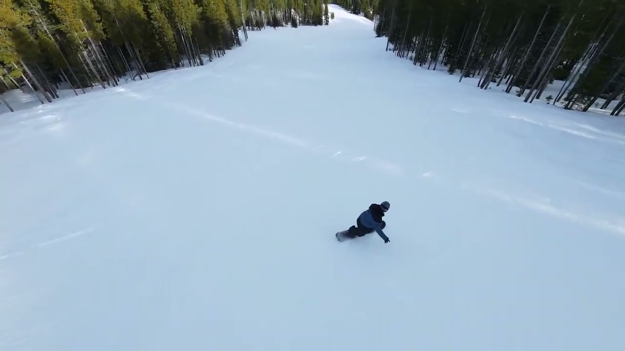 Snowboarding at Castle Mountain Ski Resort, Alberta, Canada.