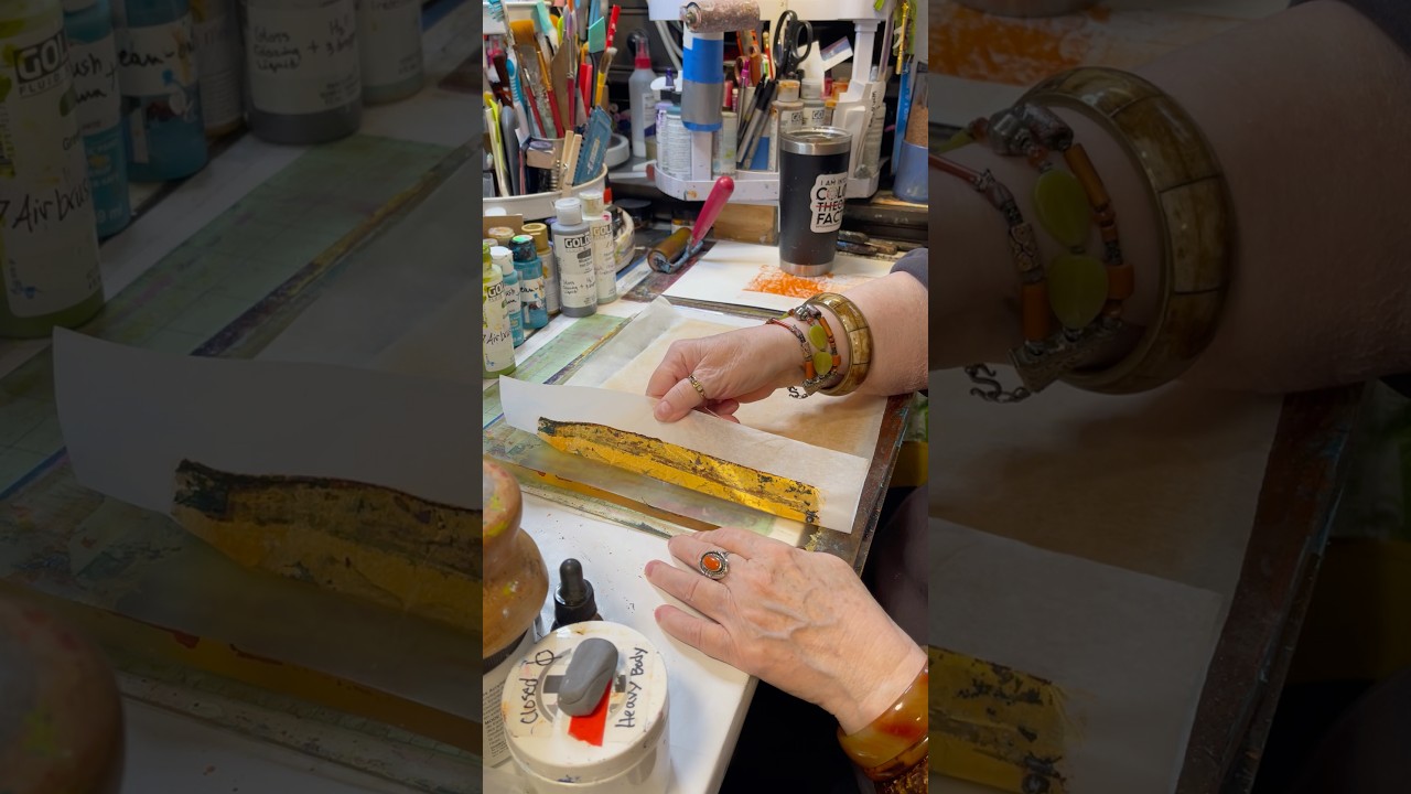 Technique ✨Golden Gelli Print Pull #gelprinting #art