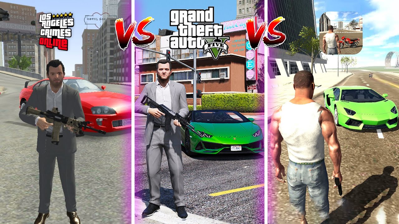 Los Angeles Crimes Online VS GTA 5 VS Indian Bikes Driving 3D