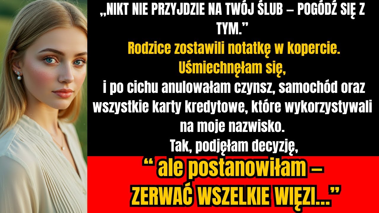 „Nikt nie przyjdzie na twój ślub” — rodzina zostawiła notatkę, a potem wszystko się zmieniło...