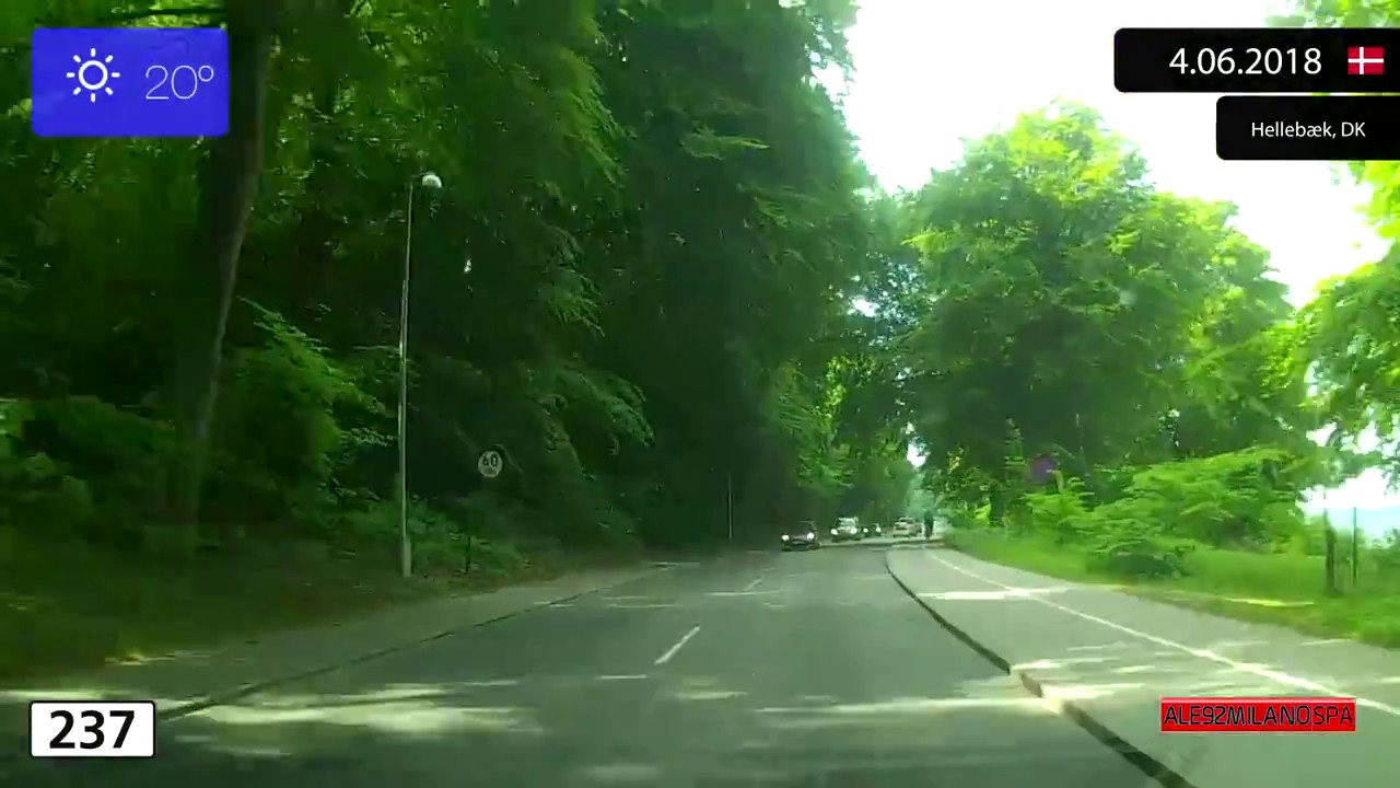 Driving through Region Hovedstaden (Denmark) from Helsing&oslash;r to Helleb&aelig;k 4.06.2018 Timelapse x4