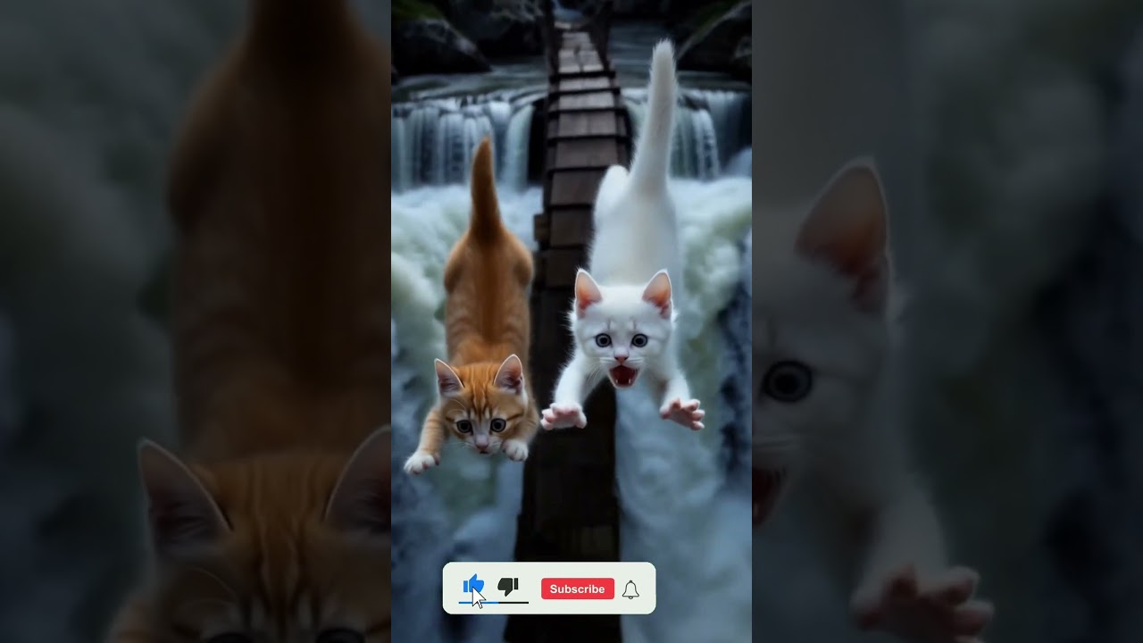 Mama Cat’s Kittens in Danger on the Suspended Bridge | cat animation 