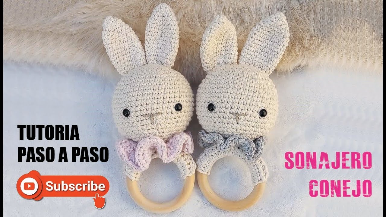SONAJERO CONEJO A Crochet  PASO A PASO PARA VENDER - REGALAR - Ideas de negocio con crochet