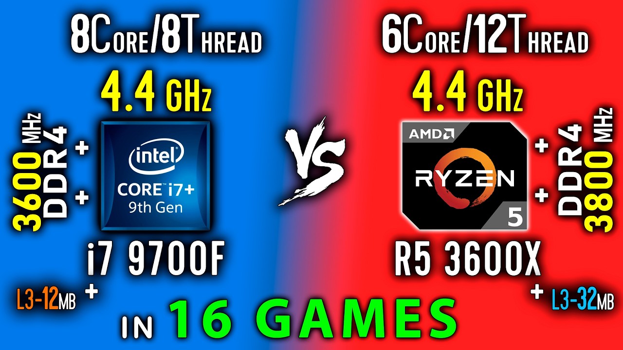 i7 9700F vs Ryzen 5 3600X Test in 16 Games | Comparison of FPS, Thermal, Power, Efficienc