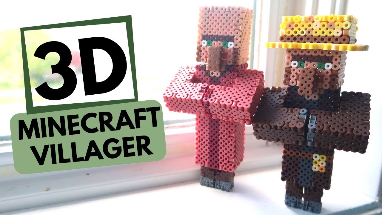 DIY 3D Perler Bead Minecraft Villager Figure