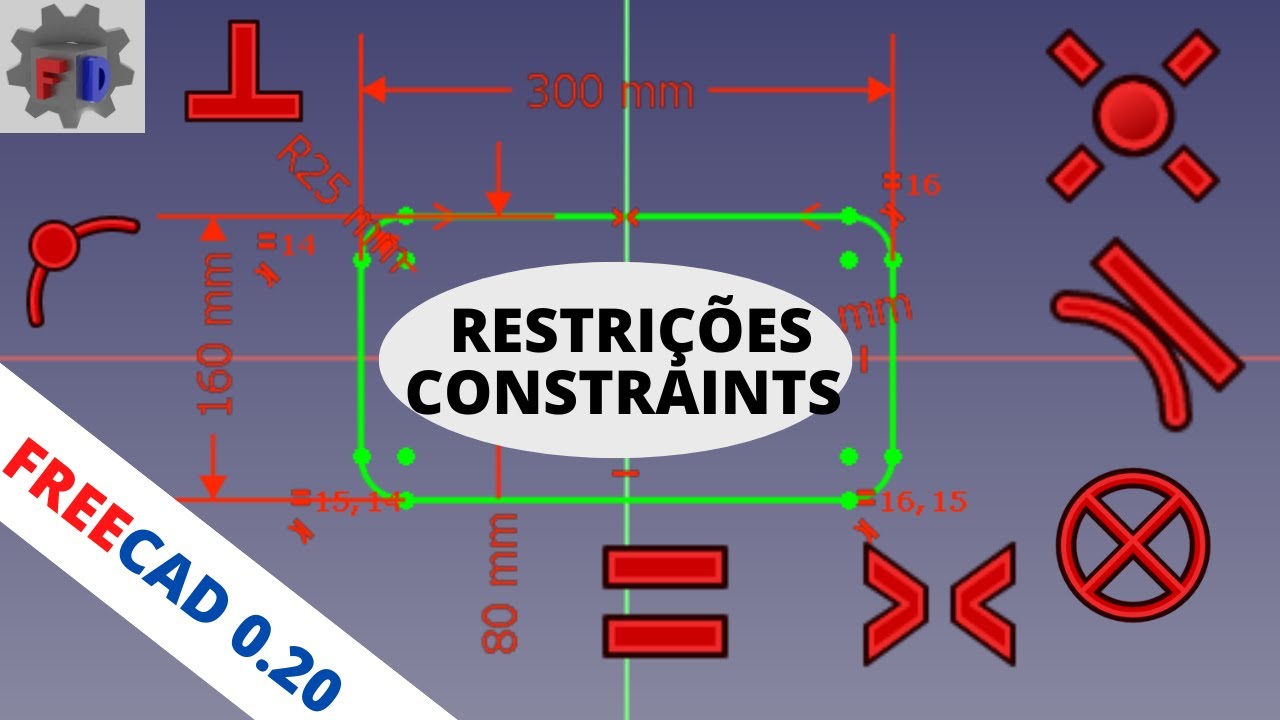 RESTRIÇÕES | CONSTRAINTS NO FREECAD | BANCADA SKETCHER