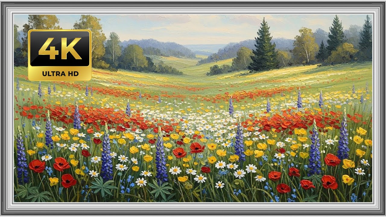 Spring Meadow Bloom | Fresh TV Wallpaper Art for Bright & Peaceful Spaces