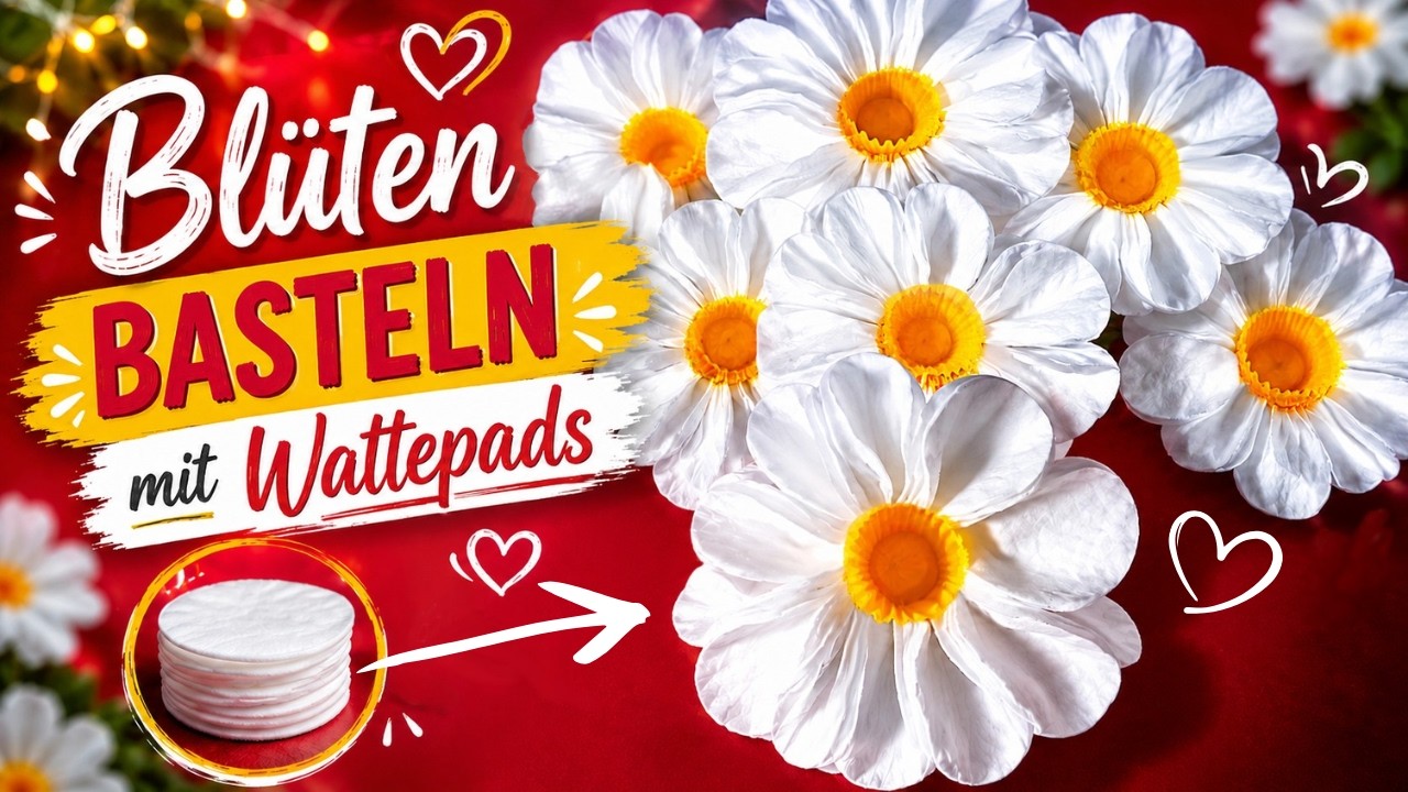 Basteln mit Wattepads | Blütenzauber - Gänseblümchen / Blumenkranz