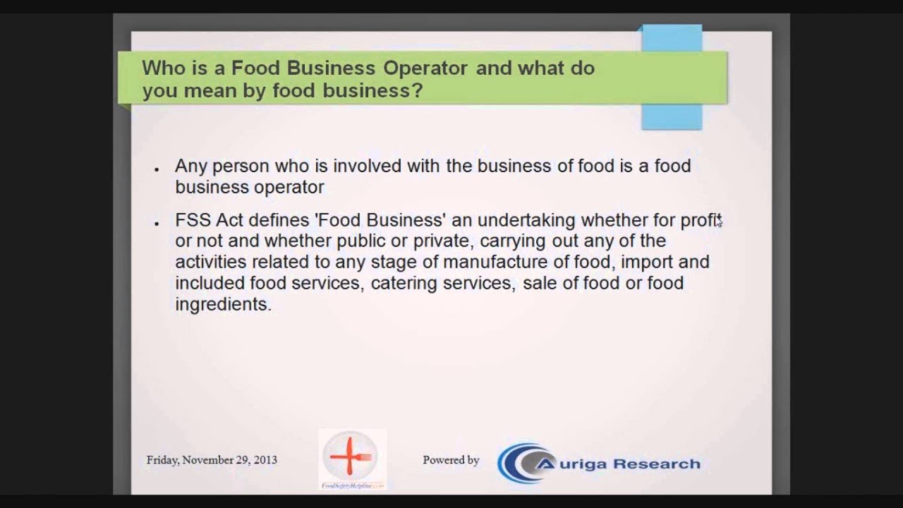 Who is a food business operator and what do you mean by food business?