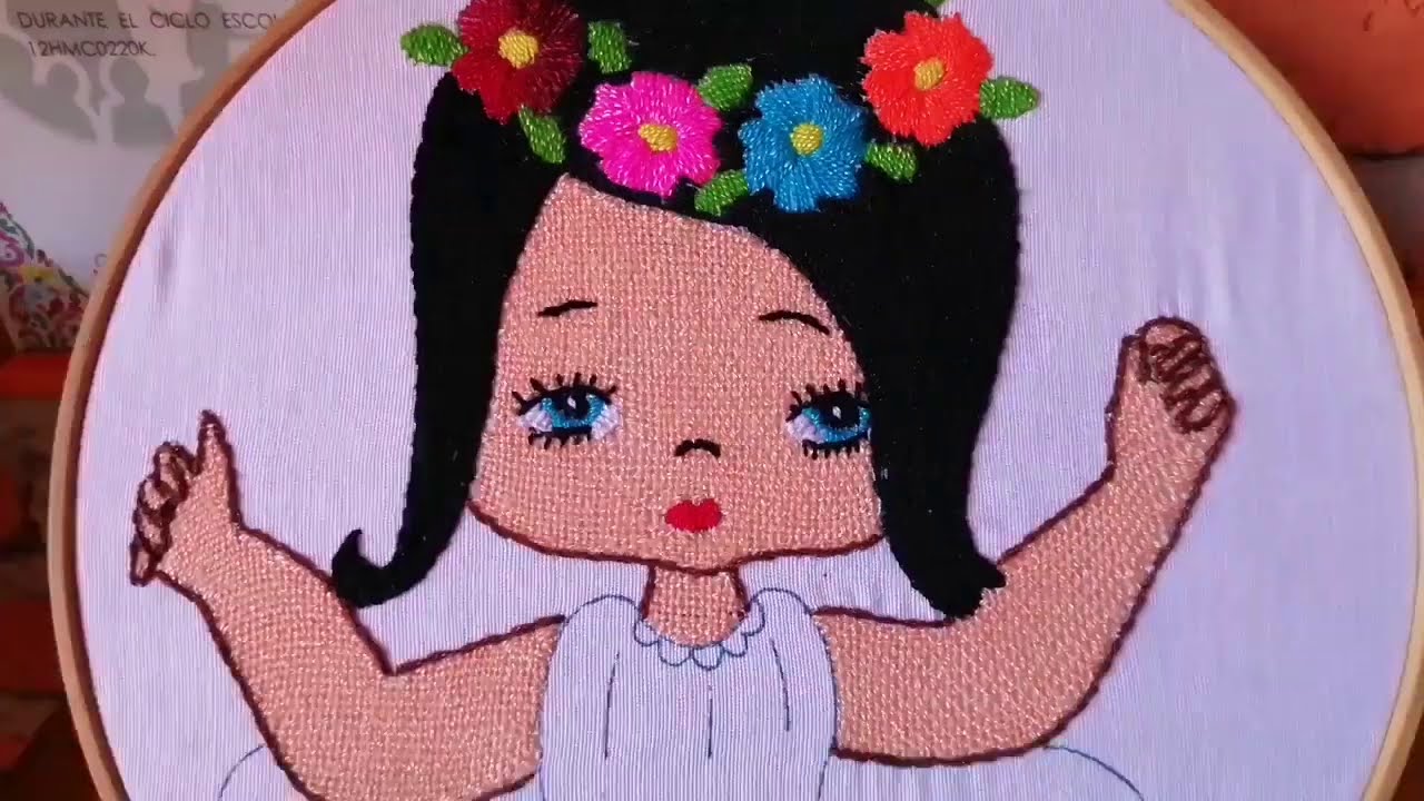 Bordado fantasía ojos (niña flor) 🌻👀💋