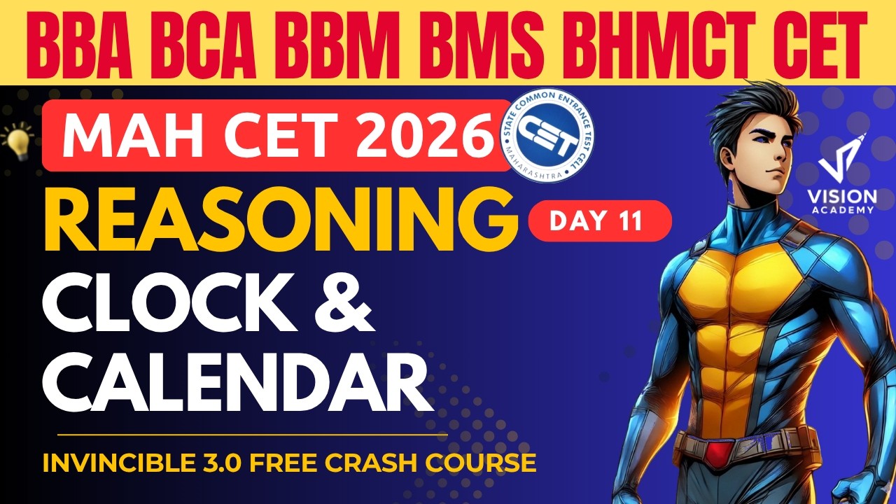 Reasoning Clock and Calendar Day 11 🔥 MAH CET 2026 for BBA BCA BBM BMS BHMCT 🚀 Invincible 3.0
