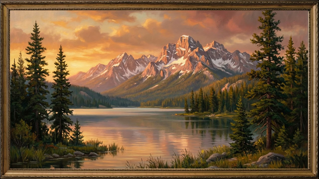 Wildflower Meadow & Alpine Peaks, Impressionist Landscape Oil Painting 4K UHD