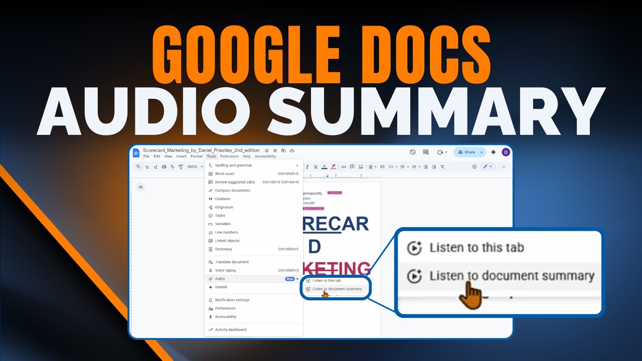 Краткое описание аудиоматериалов Google Docs (демонстрация функции Gemini)