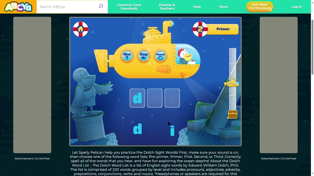 Submarine Spelling Practice • ABCya! Play by 7 years old kids.