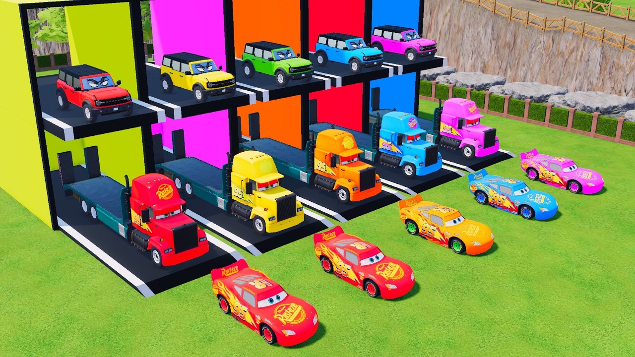 Double Flatbed Truck / Big & Small / MCQUEEN VS JEEP FF22