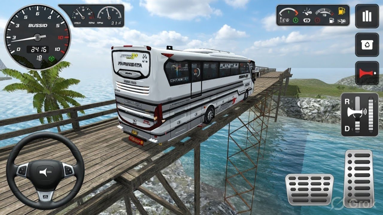Bus Telolet Basuri Kids Panda | Dengerous Bridge & Village Drive 😱| Bus Simulator Indonesia Gameplay