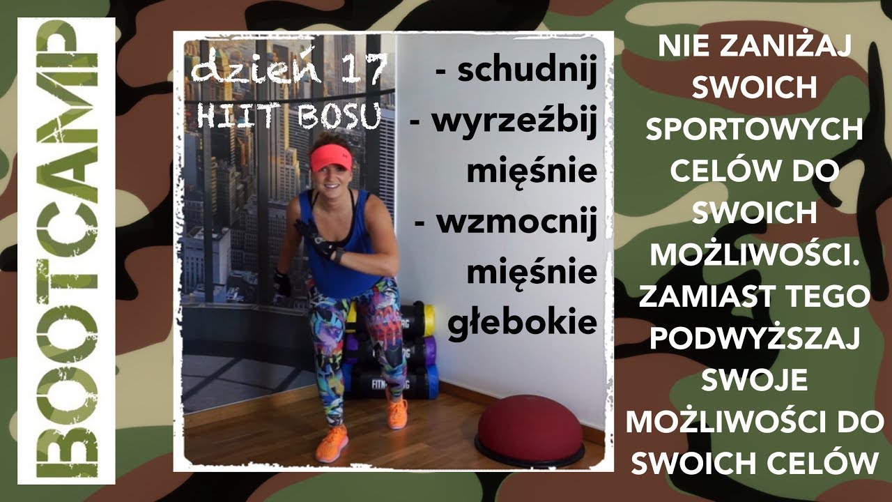 BOOTCAMP - Dzień 17 - HIIT - BOSU - ćwiczenia odchudzające, ćwiczenia z BOSU