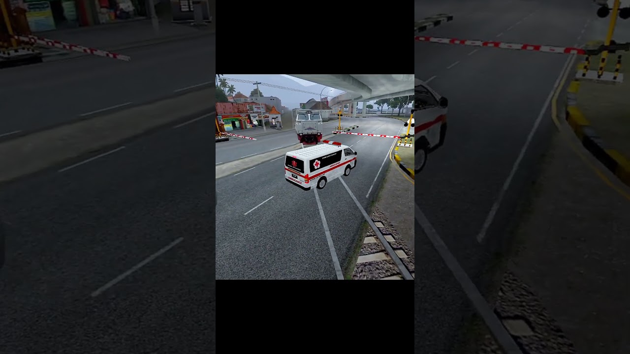 TRAIN V'S AMBULANCE #shortsking #tata #nexon #bussidmod #trafficjam  #offroad #bussid #overtake