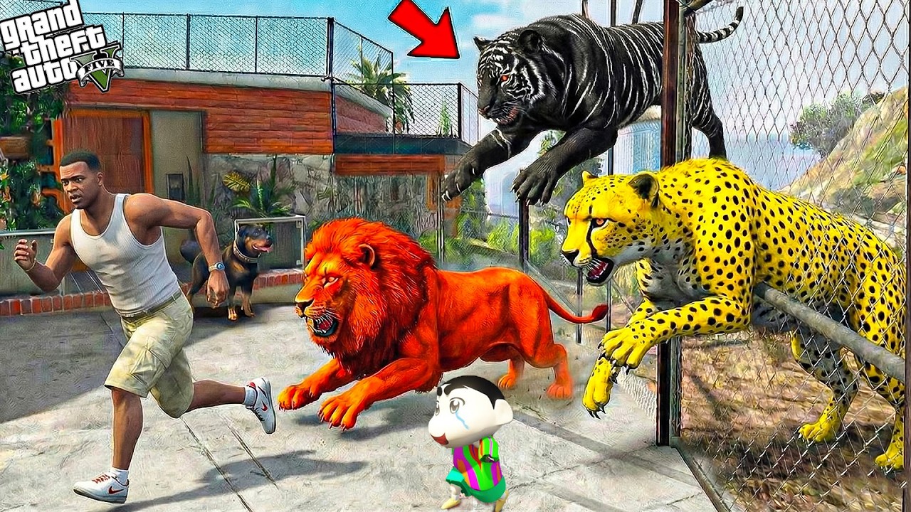 Franklin & Shinchan Escape Hungry Red Tigers in Los Santos! 😱🐯 | GTA 5