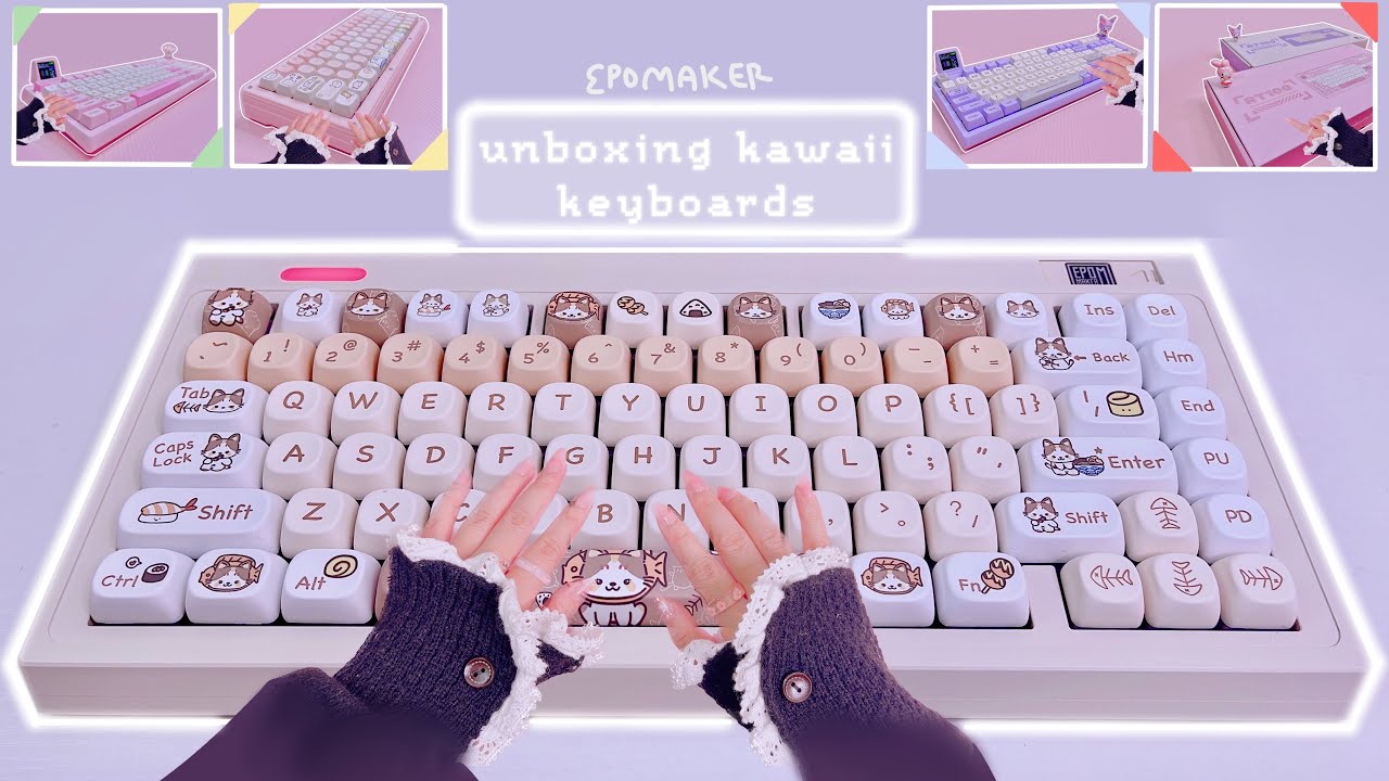 Kawaii Keyboards Unboxing Haul! RT100 Pink/Purple, Pastel64 Kit, EK75 Kit Wisteria Flamingo Switches