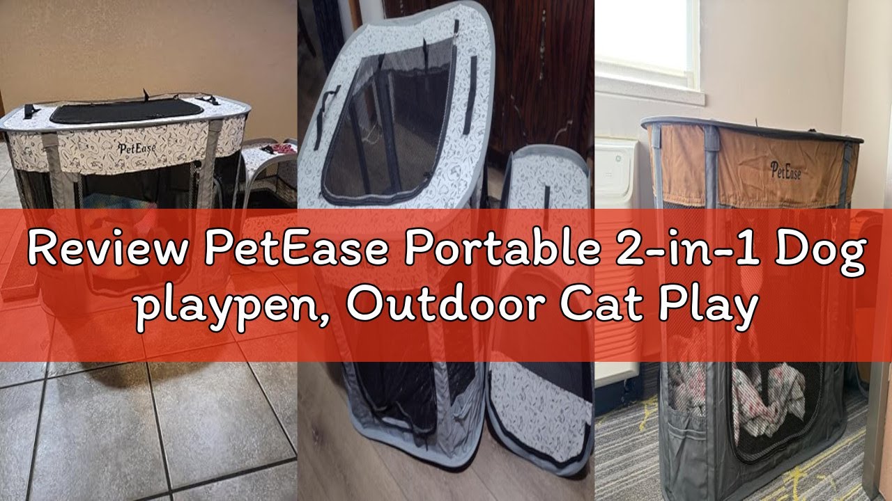 Review PetEase Portable 2-in-1 Dog playpen, Outdoor Cat Playpen with Litter Box Area for Indoor Cats