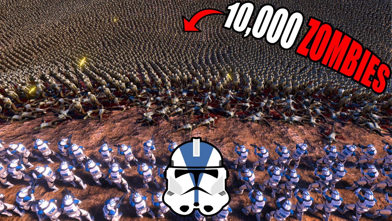 100 501st CLONES vs 10,000 ZOMBIES! - UEBS: Star Wars Mod Battle Simulator