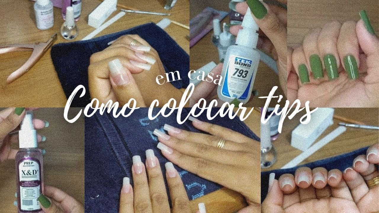 COMO COLOCAR UNHA TIPS EM CASA | sem cabine, sem gel, sem lixa elétrica.