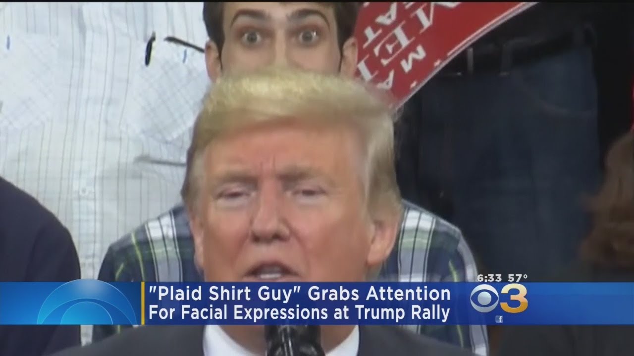 'Plaid Shirt Guy' Draws Attention For Facial Expressions At Trump Rally