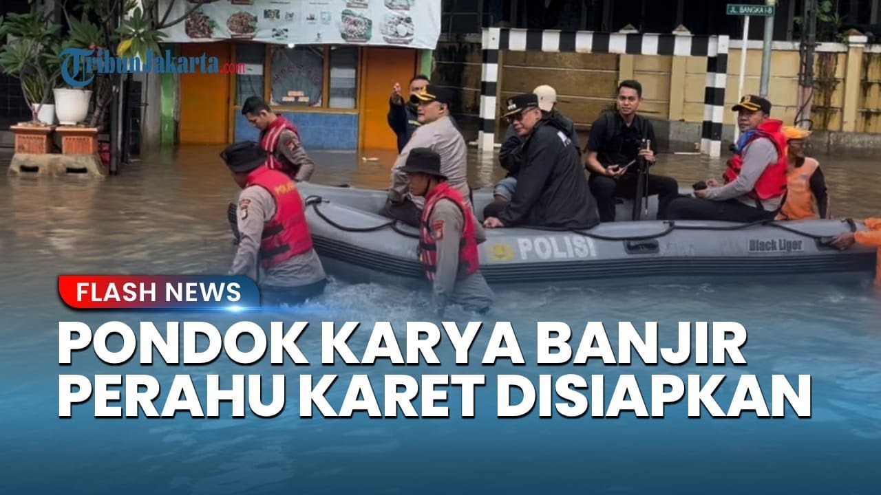 Perumahan Pondok Karya Jakarta Selatan Kebanjiran, Polisi Siagakan Perahu Karet Bantu Evakuasi Warga