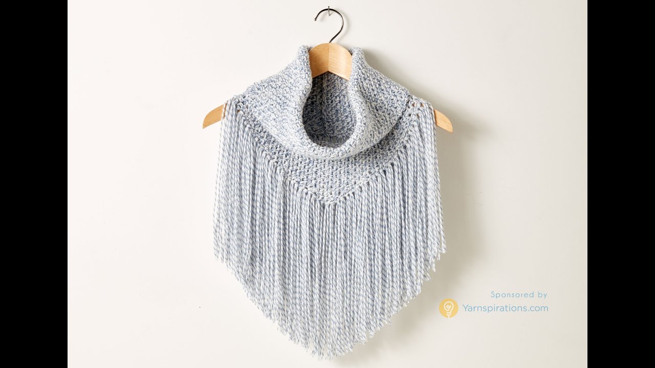 Yarnspirations Cozy Fringed Cowl Tutorial