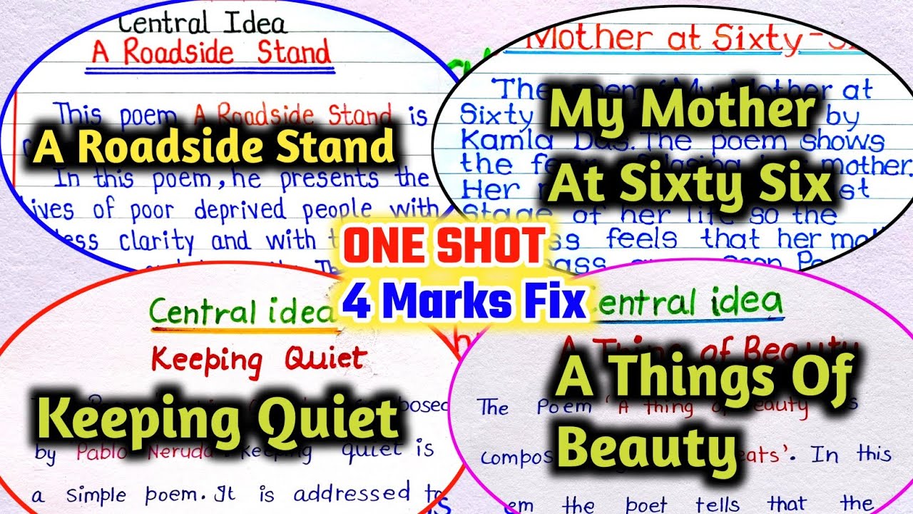 class 12 english important central idea 2026,// My Mother at sixty six, keeping Quiet🔥
