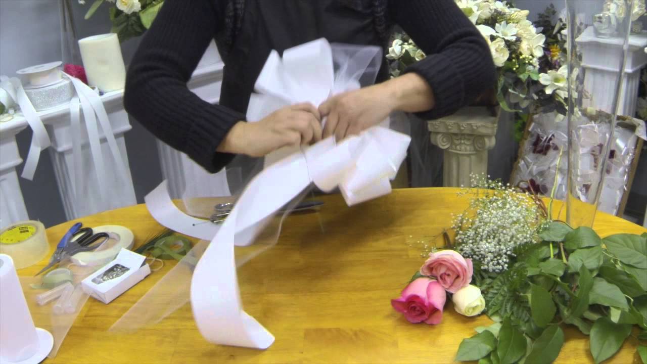 How to Make Pew Bows with Tulle, Ribbon and Fresh Flowers