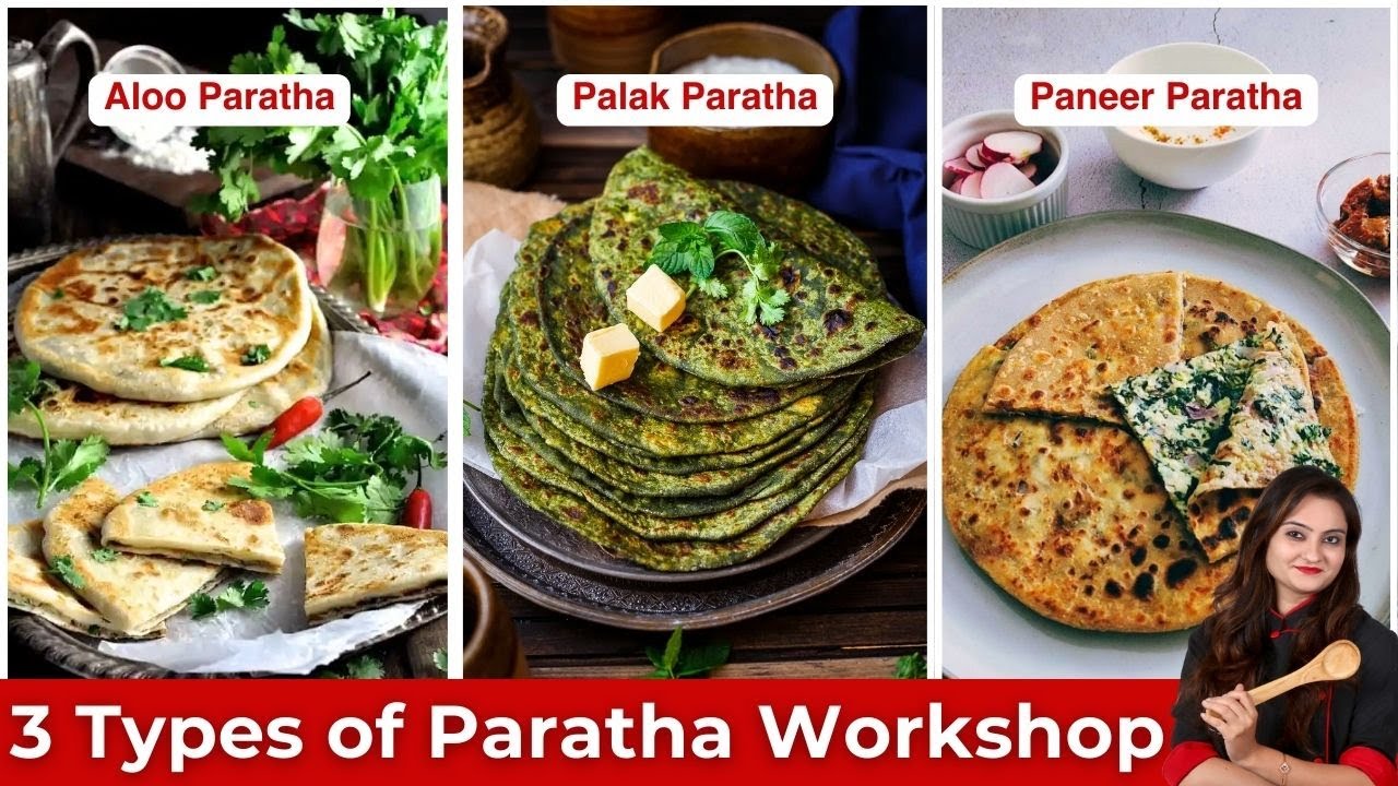 3 types of Paratha at home| Aloo , Corn Cheese Palak & Paneer Paratha| पराठा बनानेका आसान तरीक़ा