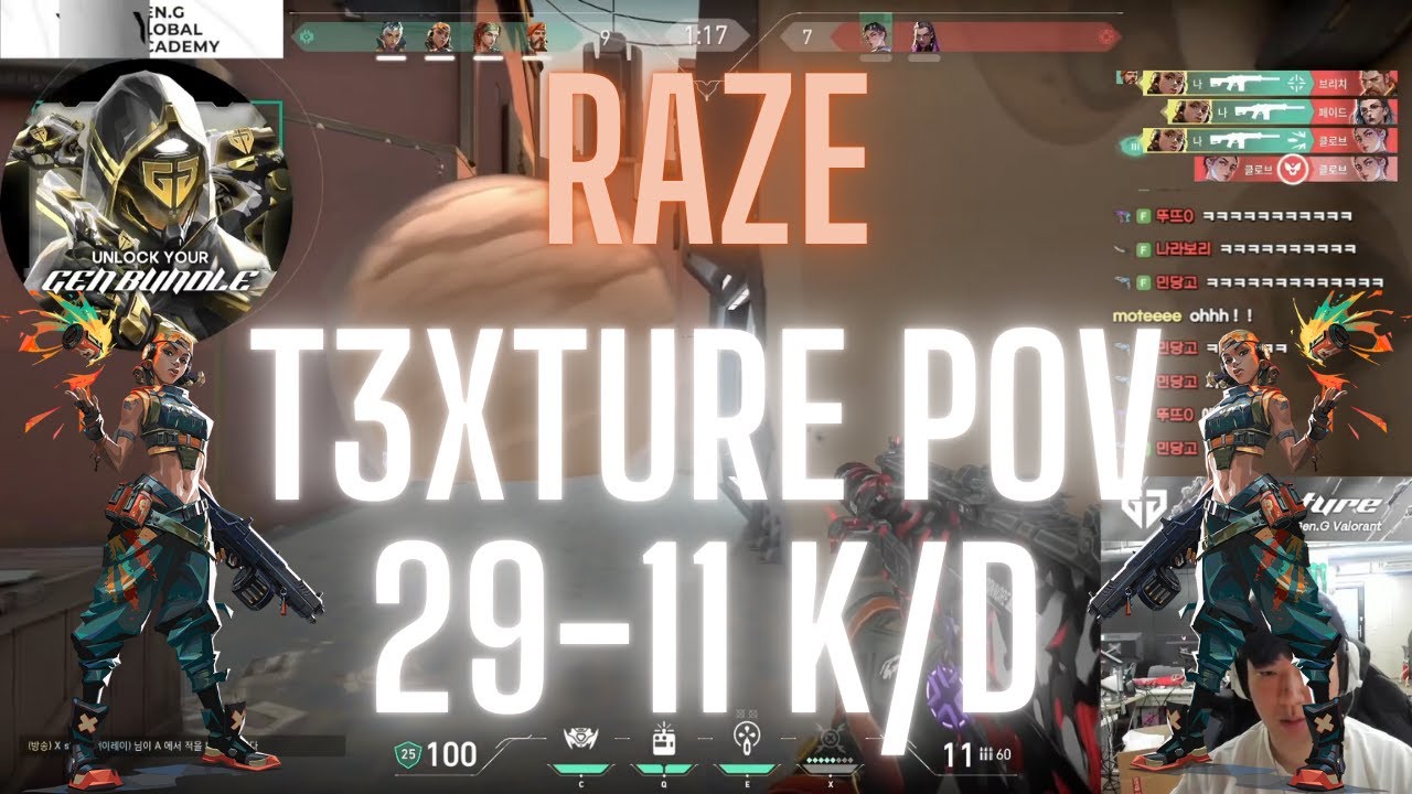 Gen.G t3xture POV Raze on Bind 29-11 K/D (VALORANT Pro POV)