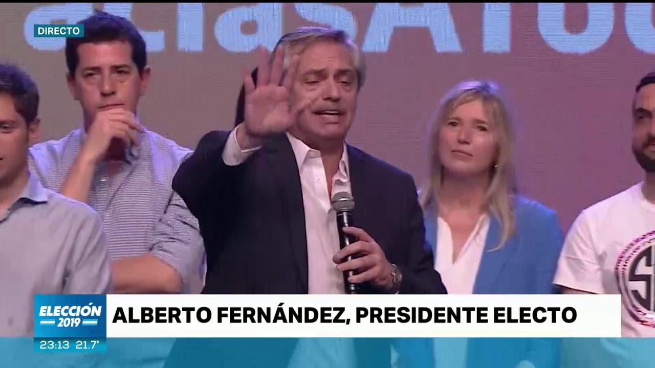 ALBERTO FERNÁNDEZ PRESIDENTE ELECTO: el discurso del triunfo en #elecciones2019 - Telefe Noticias