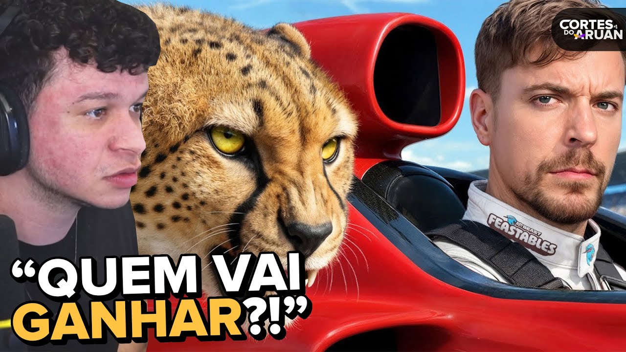ARUAN REAGE: O carro mais rápido do mundo VS um guepardo! (MRBEAST) - Cortes do Aruan
